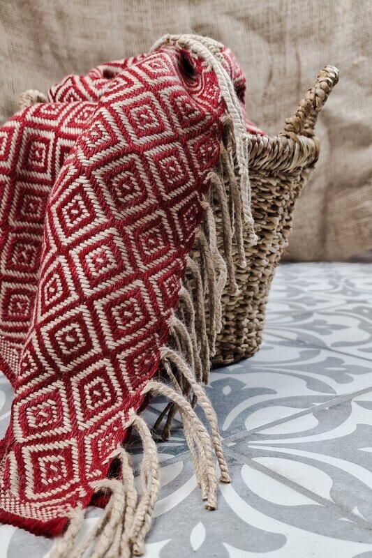 Alpaka-Decke Alpaka-Decke "Ninan" (dunkelrot/beige)