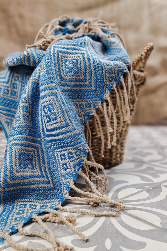 Alpaka-Decke Alpaka-Decke "Naira" (himmelblau/beige)