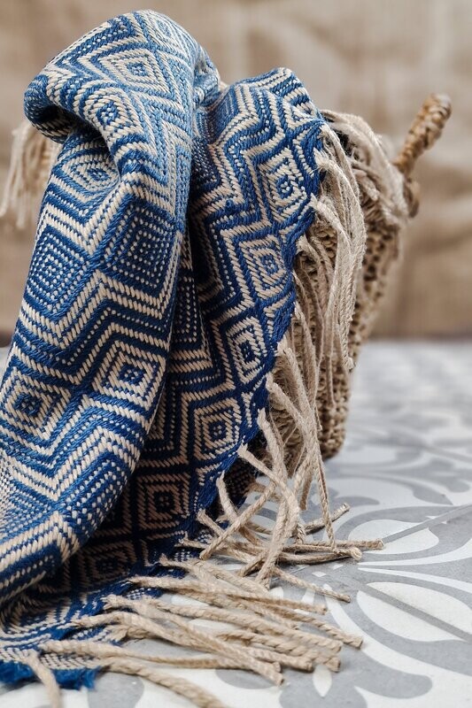 Alpaka-Decke Alpaka-Decke "Wayra" (capriblau/beige)
