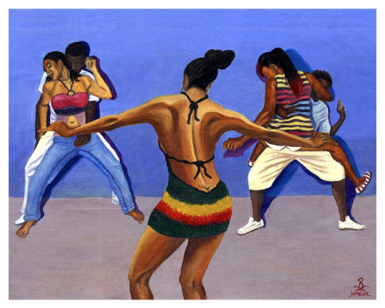 Slow Whine (Dancehall Vibe Scene) Art Print, Hand-drawn by Jamaican Painter KavionArt