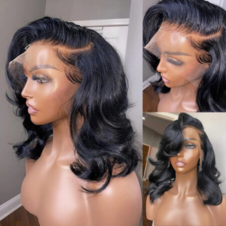 250% Density 13x6 Body Wave Lace Frontal Bob Wig 13x4 Human Hair Wigs Remy Short Water Wave 4x4 Bob T Part Closure Wig For Women