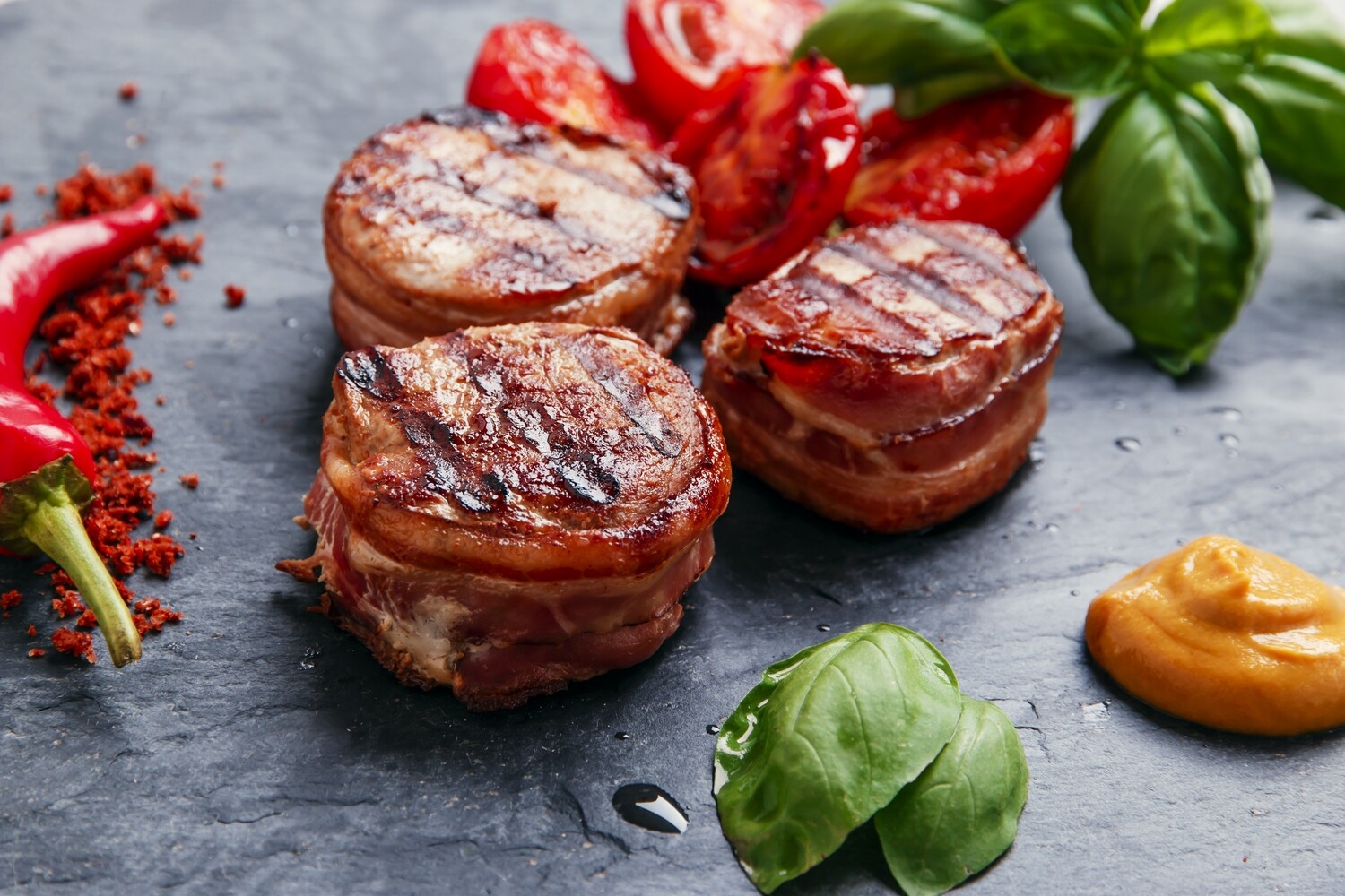 Bourbon sauce marinated Chicken Tournedos