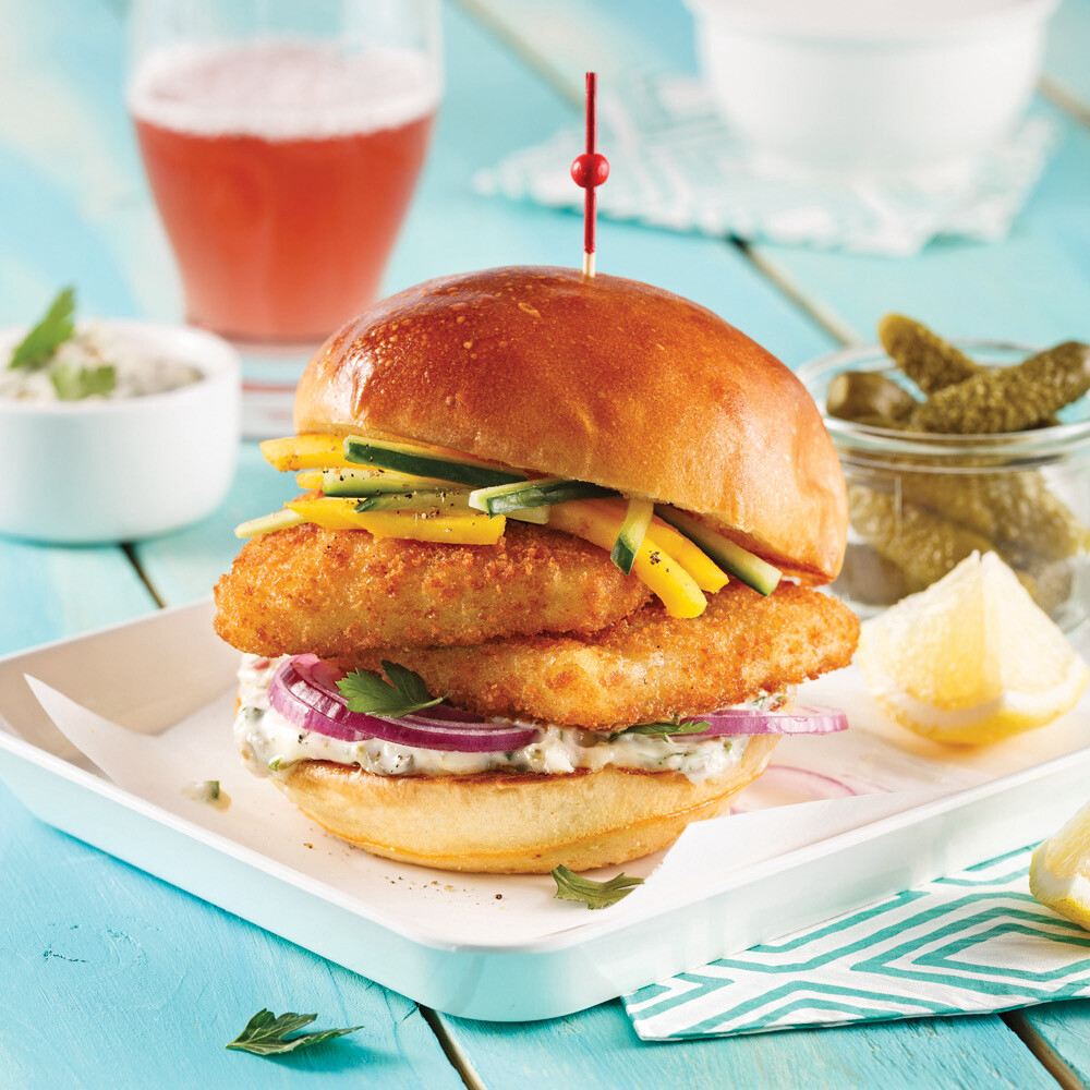 Fish burger beer breaded