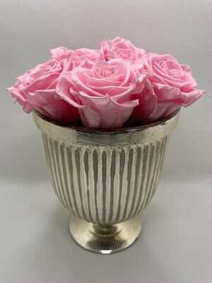 Ribbed Silver Pedestal Vase