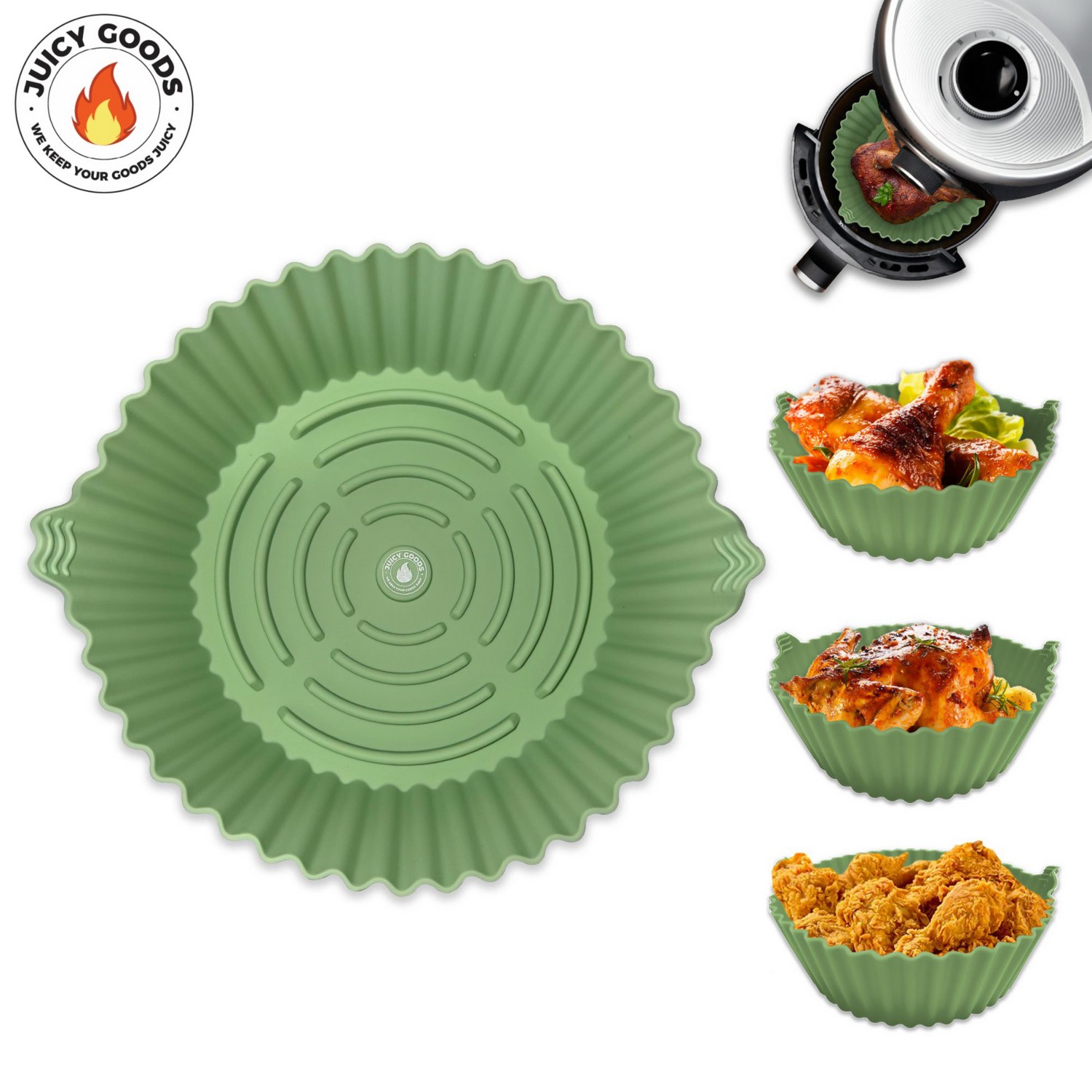 Silicone Air Fryer Liner BPA Free Air Fryer Liners Pot Green Large Oil  Filter