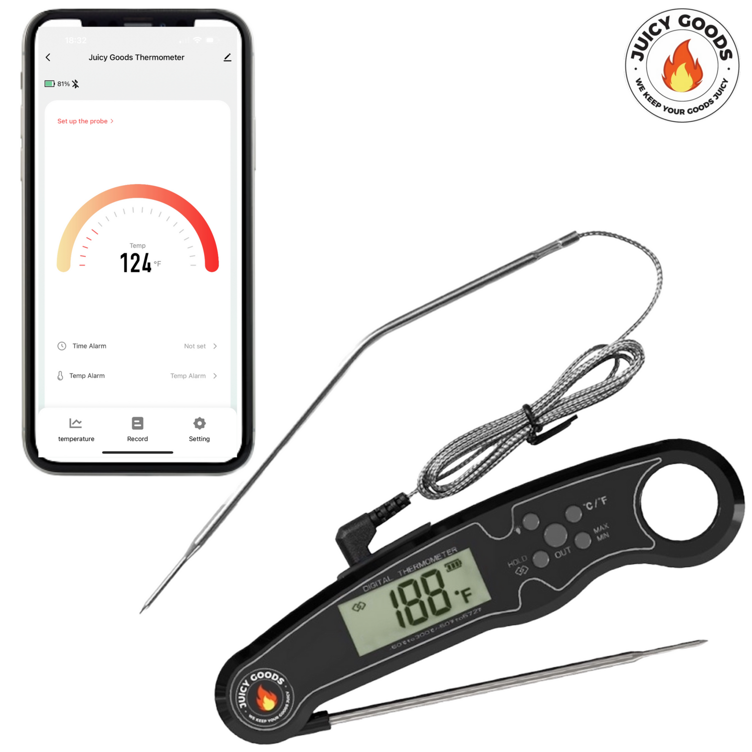 Digital Bluetooth Dual Probe Thermometer with Mobile App