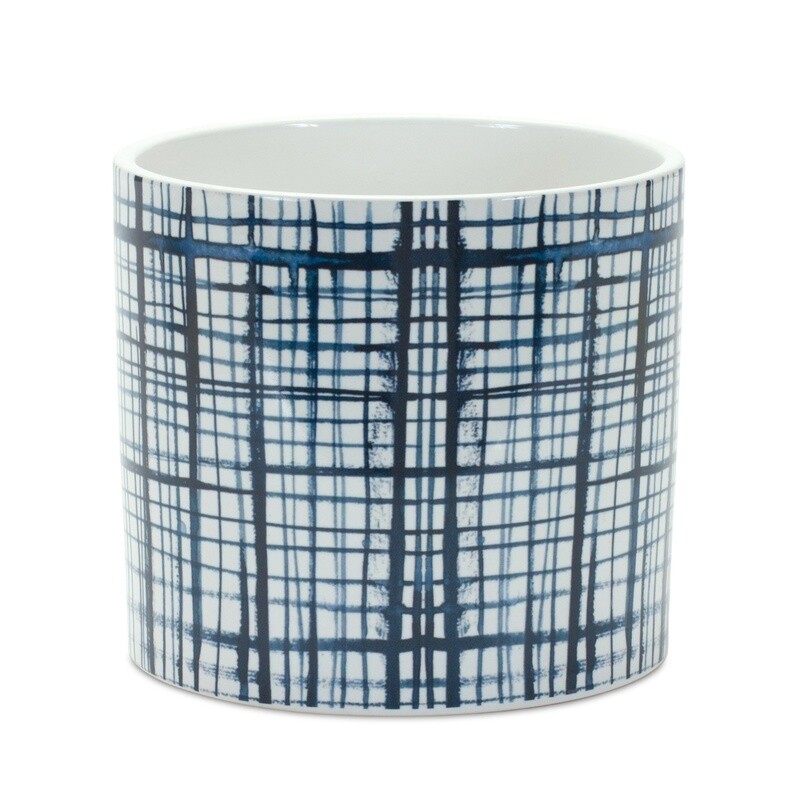 Plaid Blue Pot