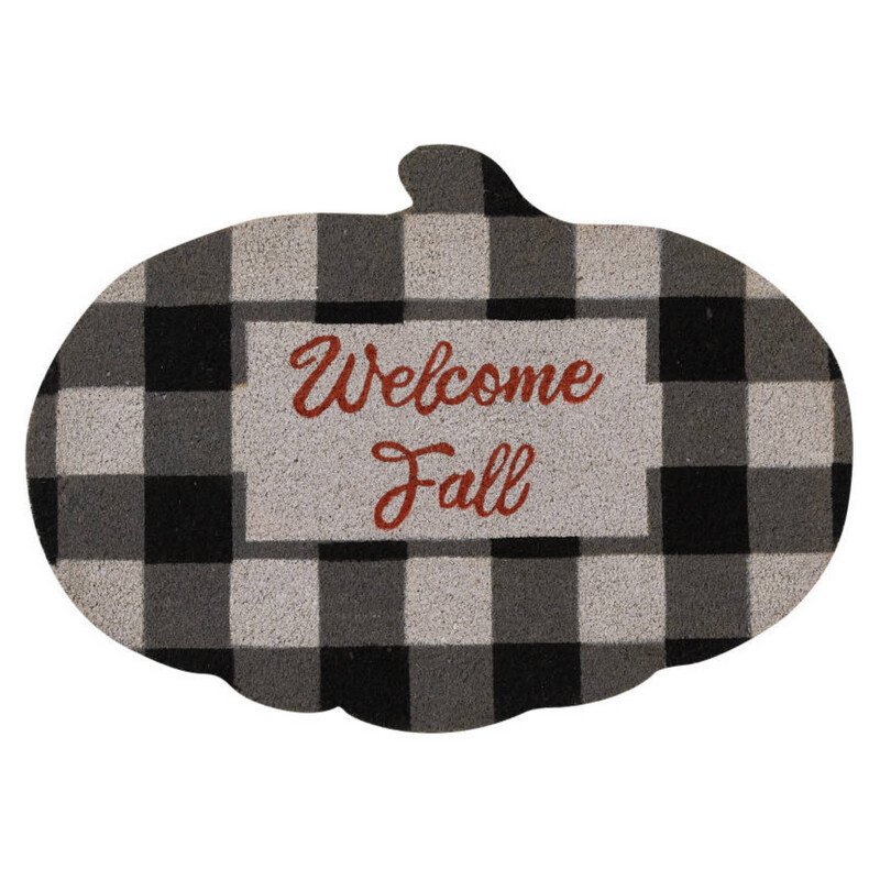 Welcome Fall Plaid Door Mat