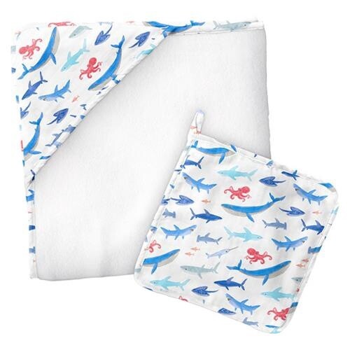 Muslin Hooded Towel &amp; Washcloth Set