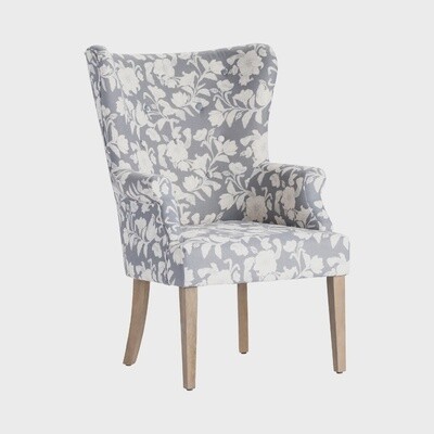 Heatherbrook Upholster Floral Pattern Grey Wingback Chair