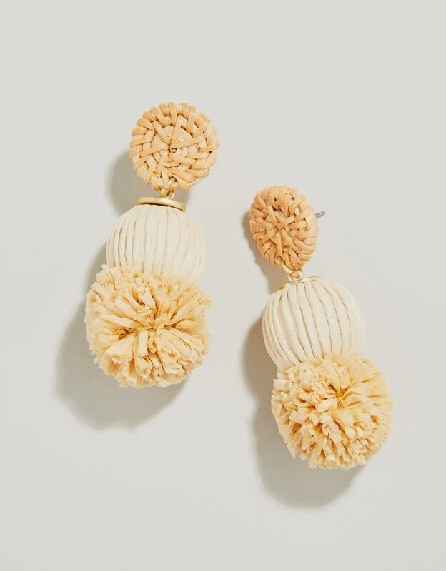 Spartina Straw Pom Earrings