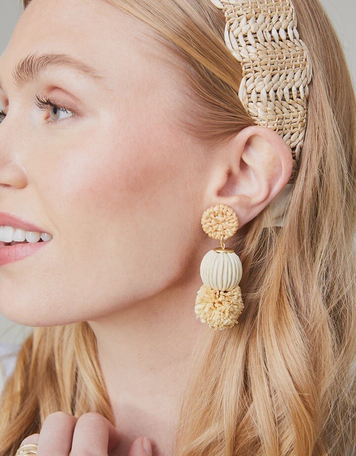 Spartina Straw Pom Earrings