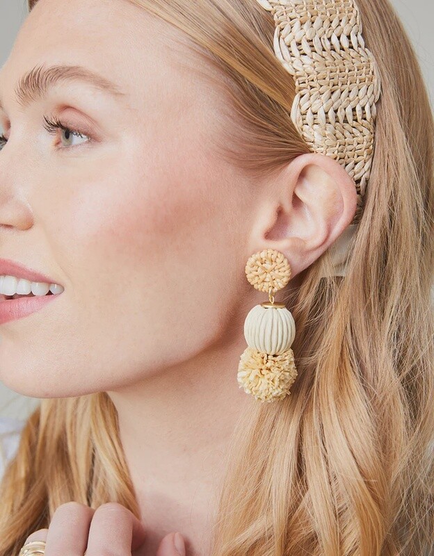 Spartina Straw Pom Earrings