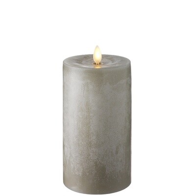 3.5&quot; x 7&quot; Plush Flame Grey Chalky Pillar Candle