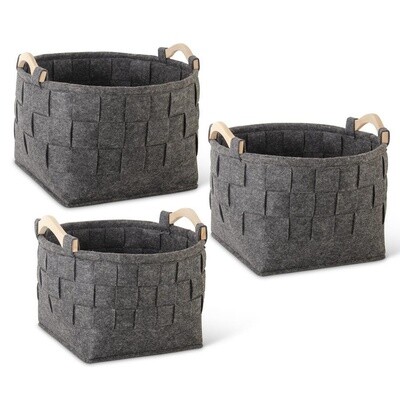 Grey Round Felt Nesting Baskets