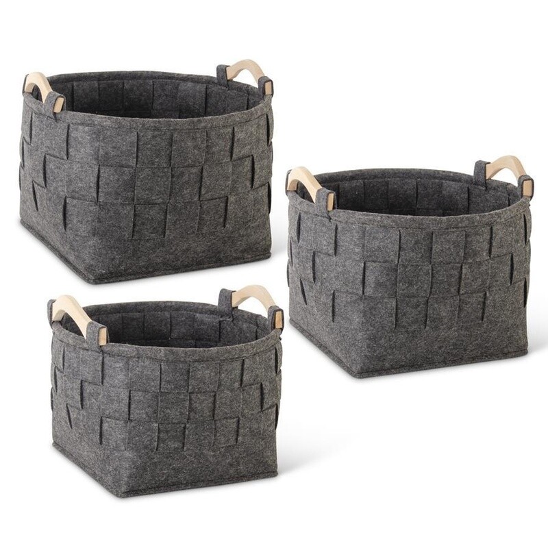 Grey Round Felt Nesting Baskets