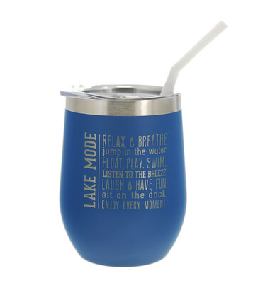Lake Mode Stemless Travel Tumbler With Straw