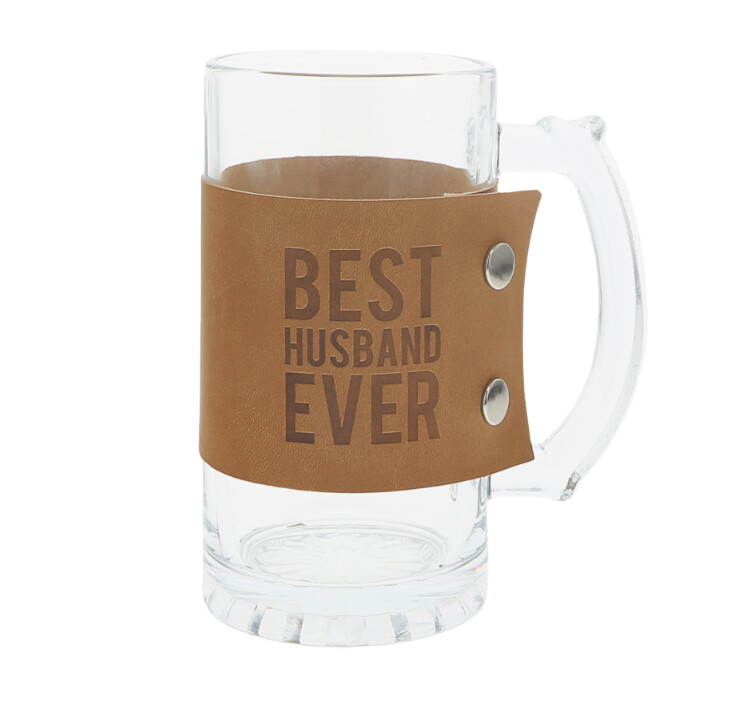 Glass Stein Glass With Leather Wrap
