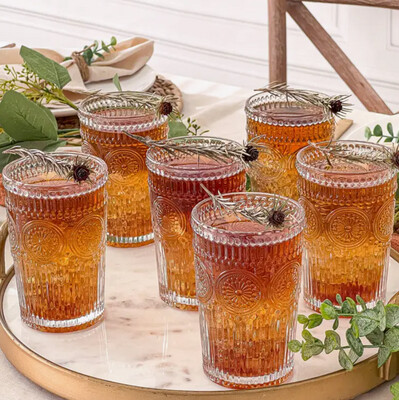 13oz Textured Clear Drinking Glasses