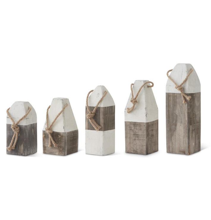 Grey &amp; White Wooden Buoys