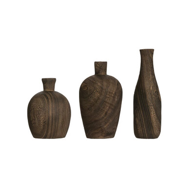 Dark Paulownia Wood Vases