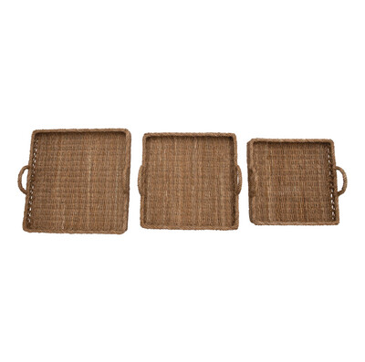 Hand-Woven Trays With Handles