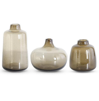 Brown Handblown Bubbled Glass Vase