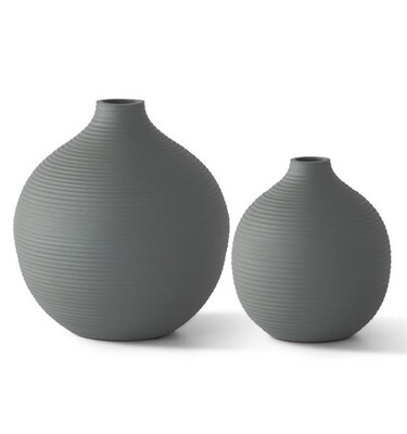 Matte Grey Short Metal Vases