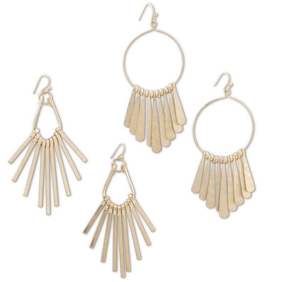 Gold Bar Hoop Earrings