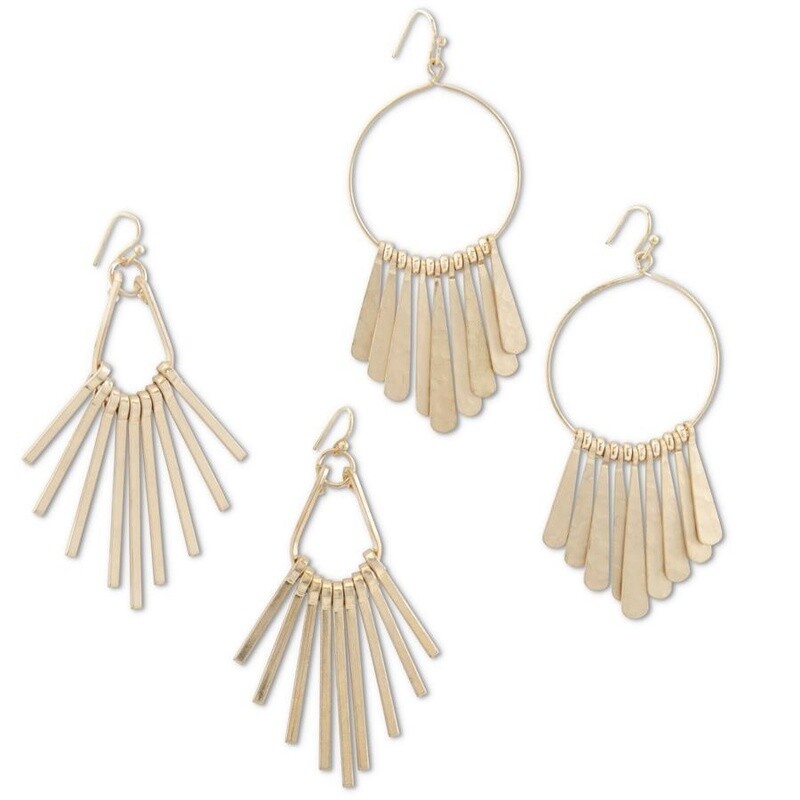Gold Bar Hoop Earrings