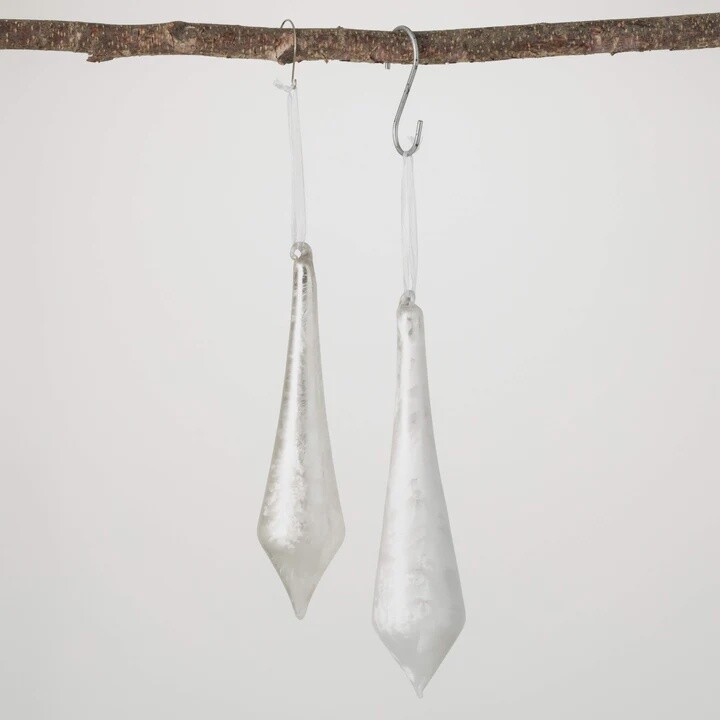 White Glass Drop Ornament