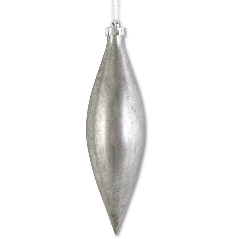 10.5&quot; Silver Mercury Shatterproof Teardrop Ornament