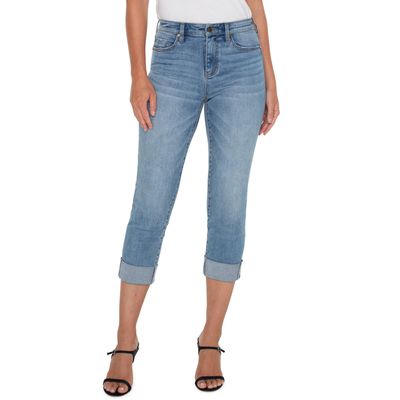 Liverpool Charlie Crop Wide Rolled Cuff Jeans