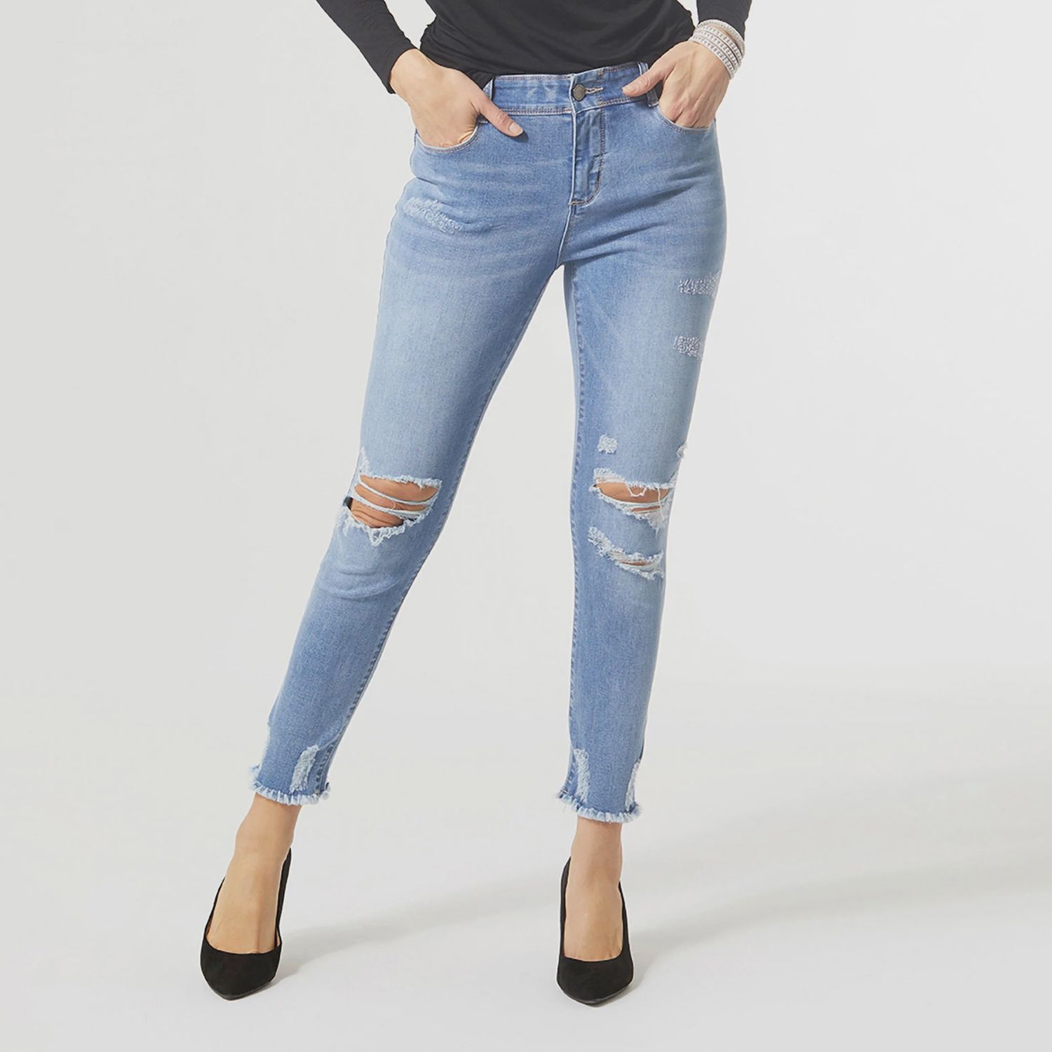 Coco &amp; Carmen Light Wash OMG Zoey Zip Skinny Ankle Jeans
