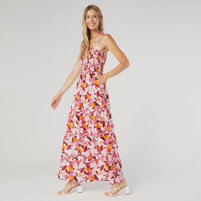 Coco &amp; Carmen Lily Cinched Pink Multi Maxi Dress