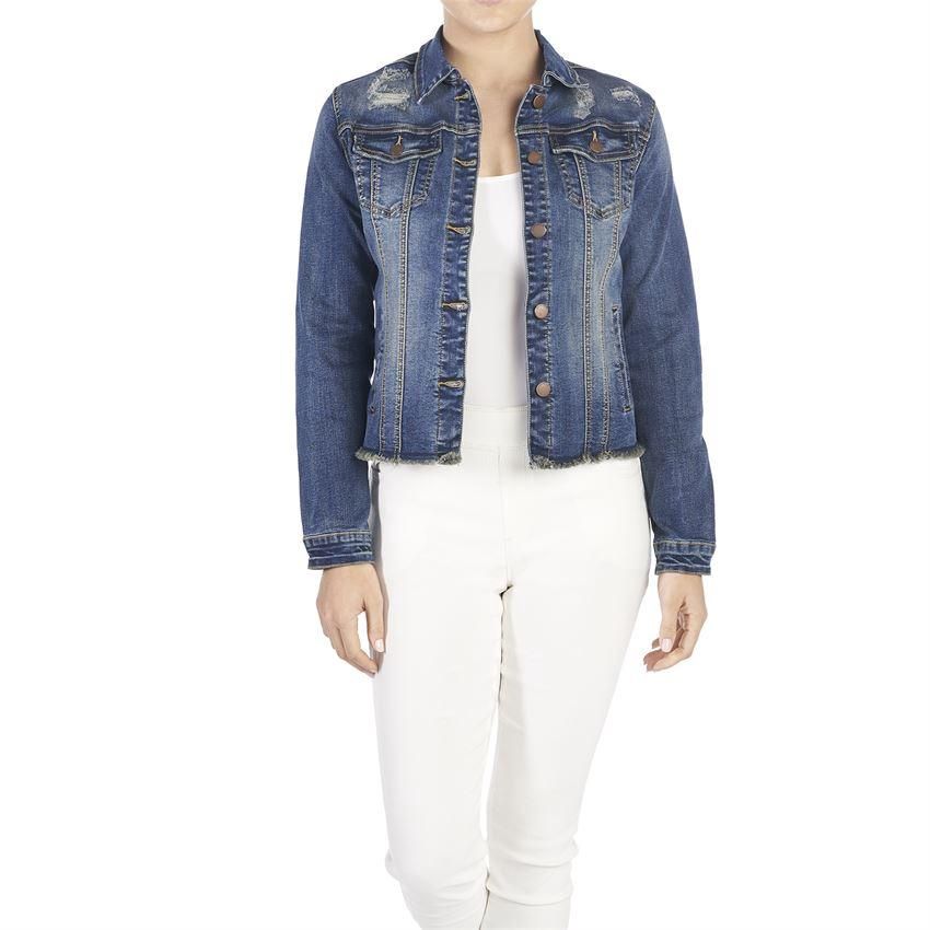 Coco &amp; Carmen OMG Distressed Medium Denim Jacket