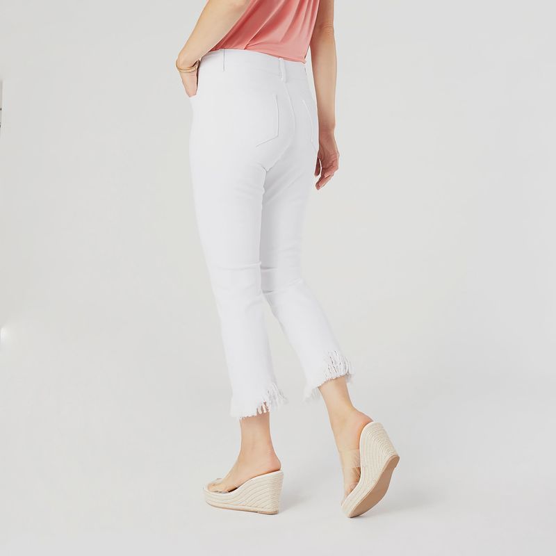 Coco &amp; Carmen OMG ZoeyZip Crisp White Capri Jeans With Fringe