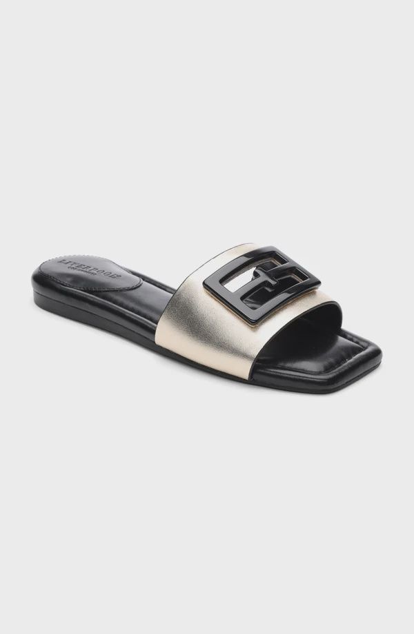 Liverpool Dunbar Logo Medallion Sandals, Colour: Gold &amp; Black, Size: 6