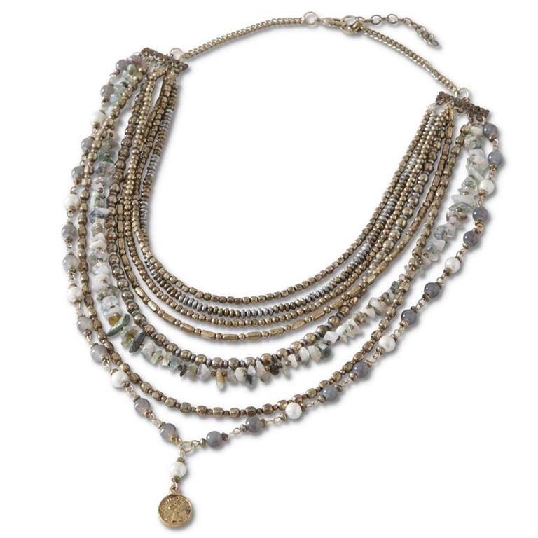 Gold &amp; Brown Beads Necklace