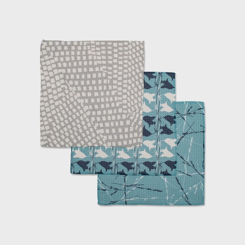 Geometry Dishcloth Set, Type: Blue Fields