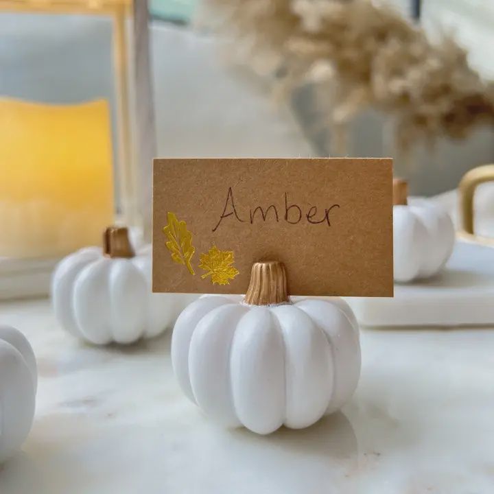 Pumpkin Place Card Holder, Colour: White