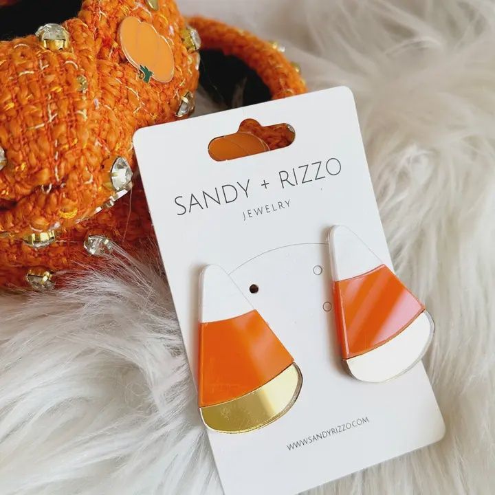 Sandy + Rizzo Halloween Earrings, Type: Candy Corn