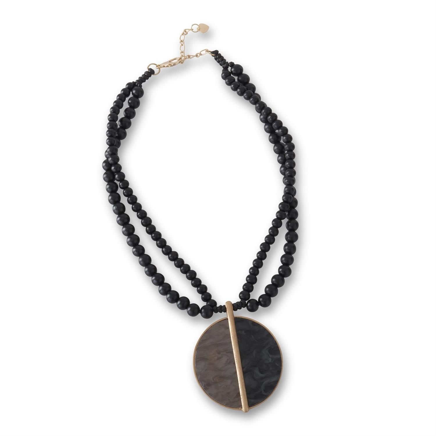Black &amp; Taupe Circle Pendant Necklace