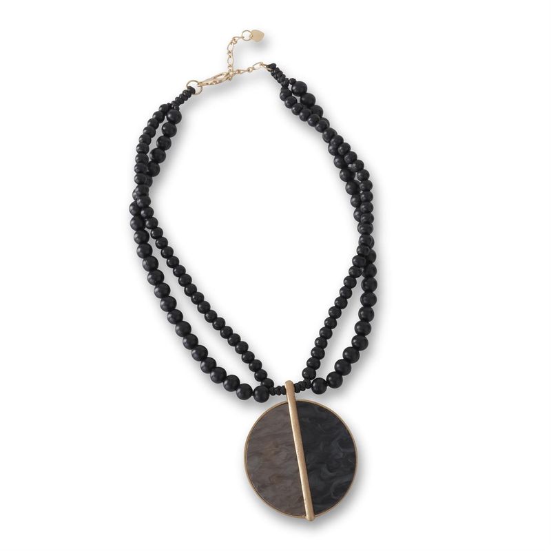 Black &amp; Taupe Circle Pendant Necklace