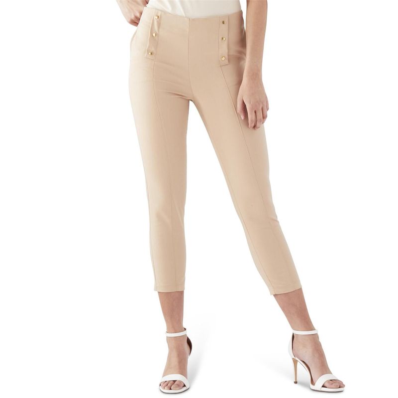 Button Front Capri Stretch Leggings