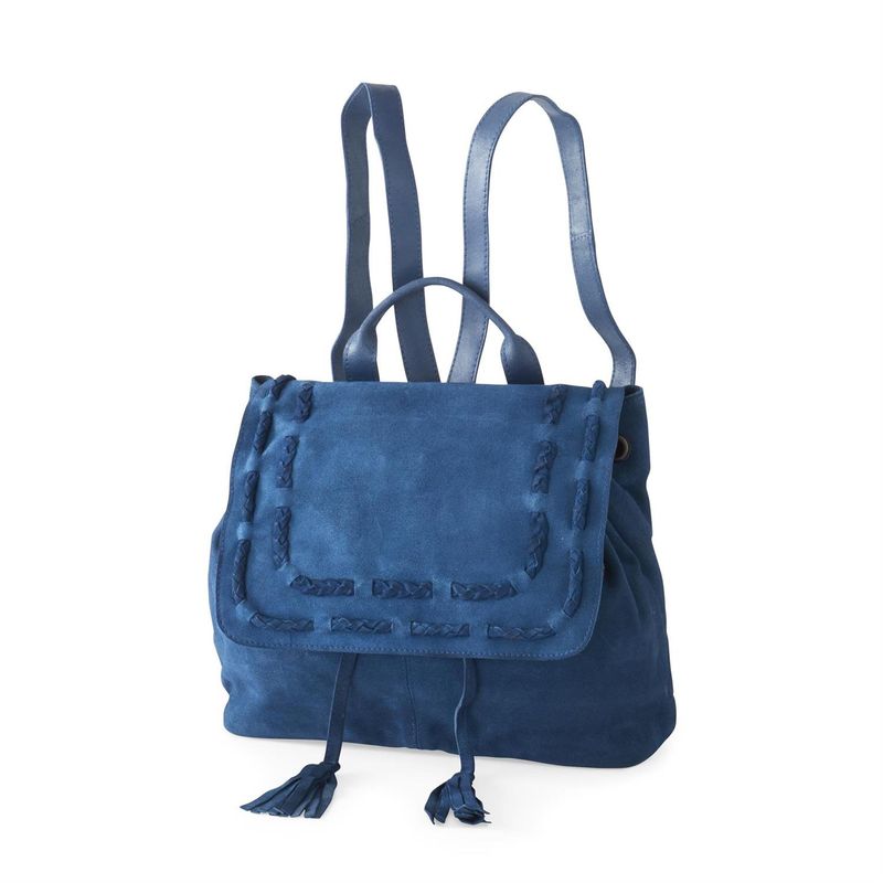 Navy Blue Suede Backpack