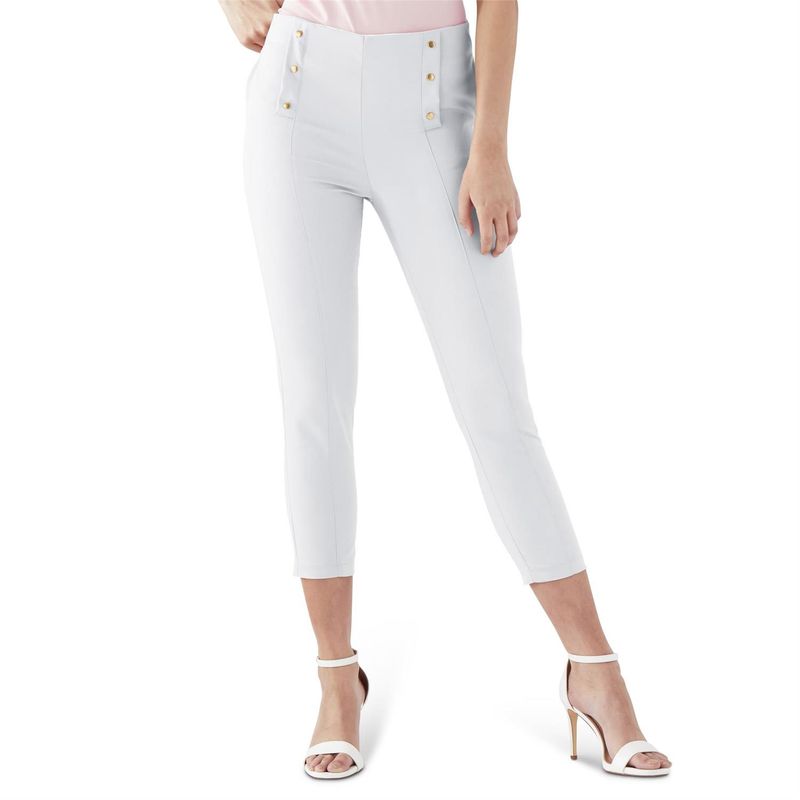 Button Front Capri Stretch Leggings