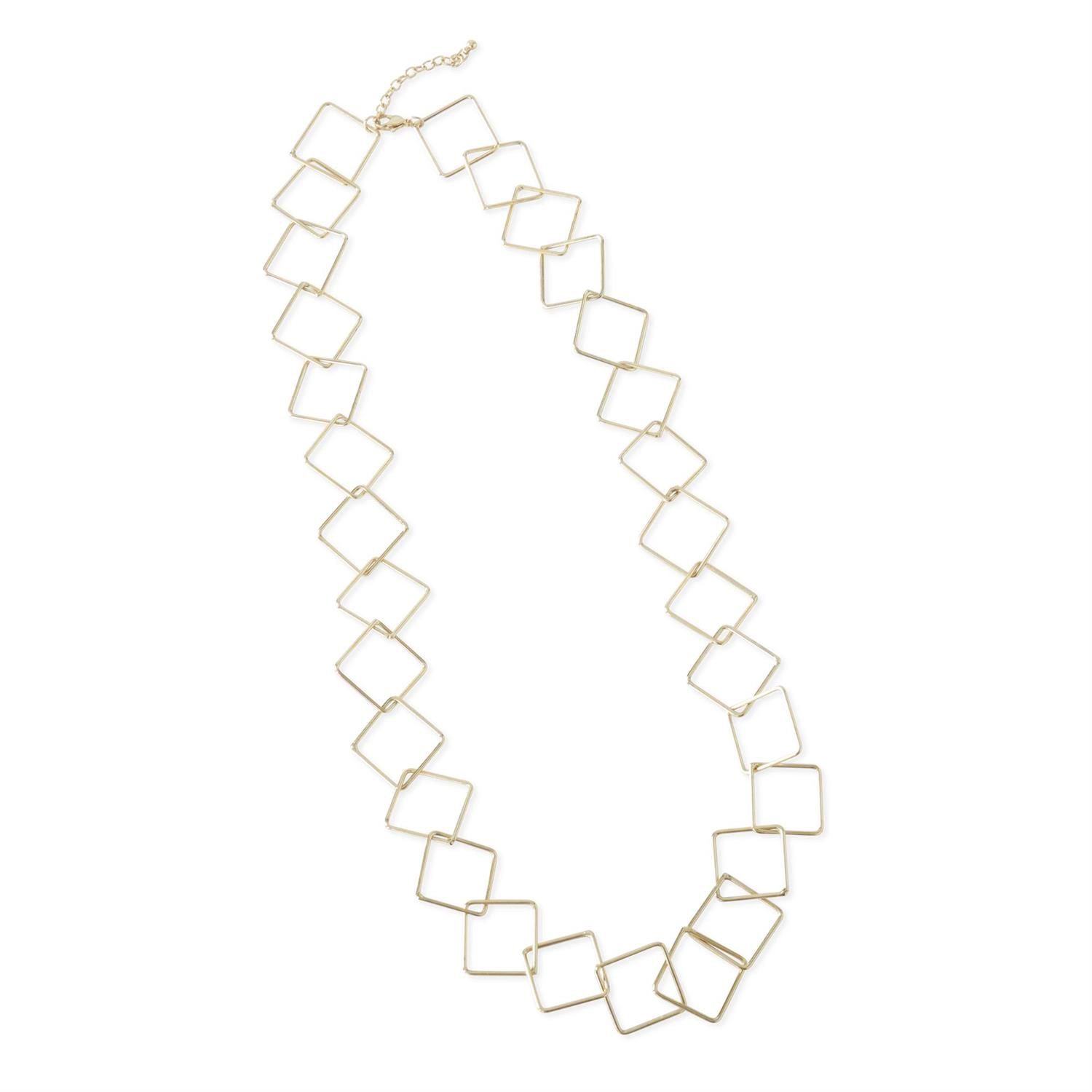 Open Square Link Chain Necklace, Colour: Gold