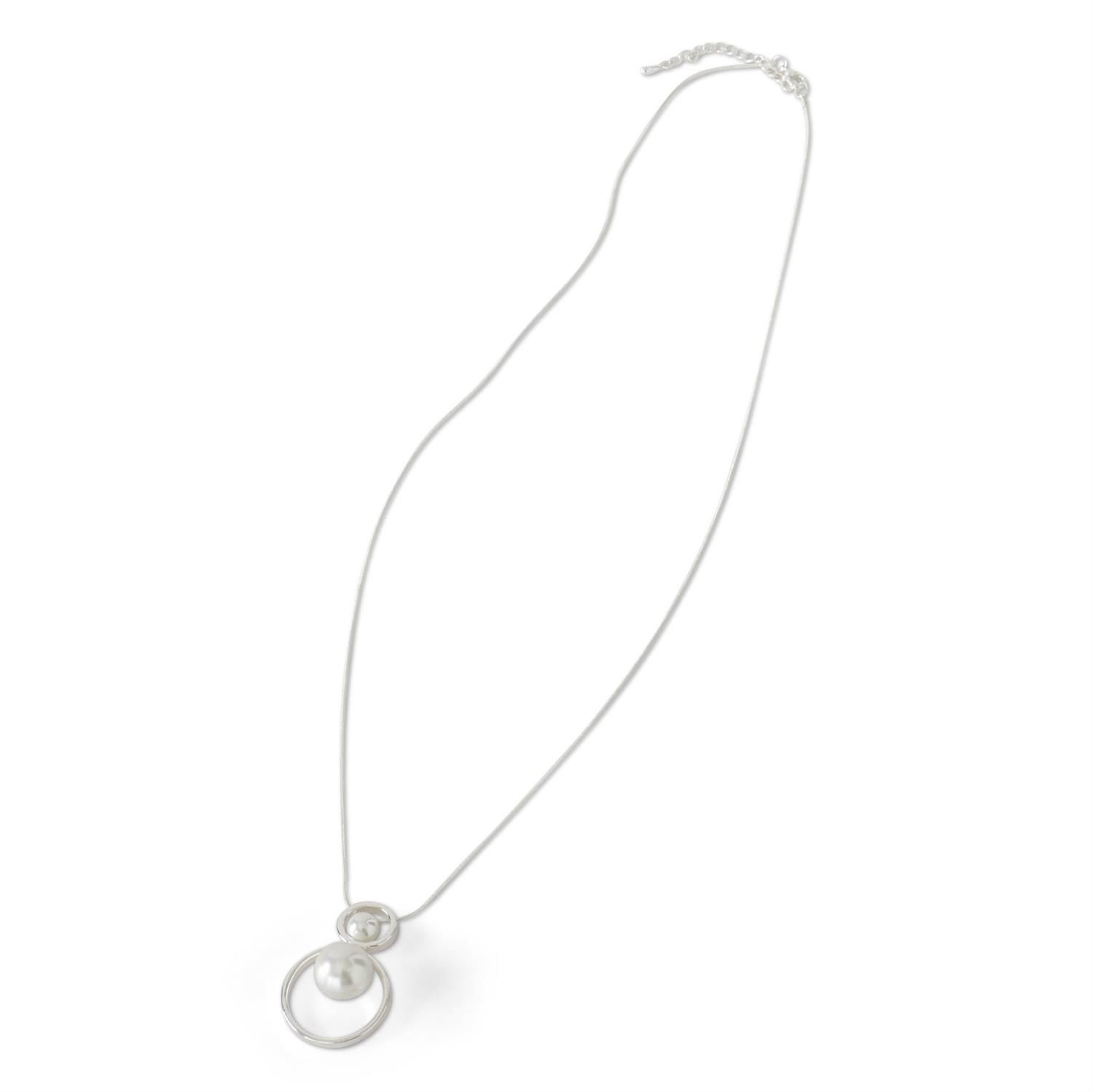 Two Pearls Silver Pendant Necklace