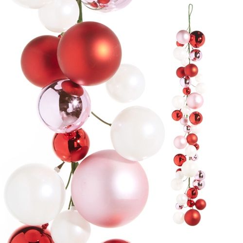 4&#39; Pink, Red &amp; White Ball Garland